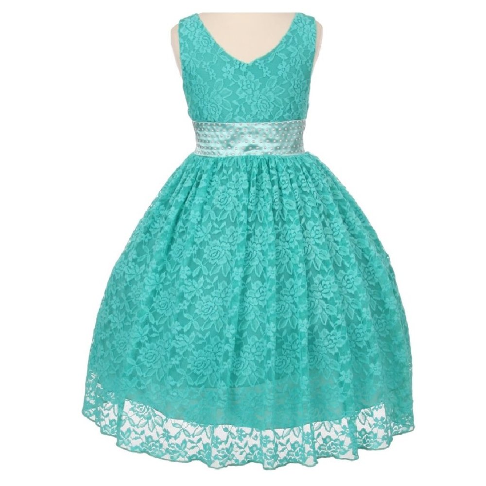 Big Girls Junior Girls High School Prom Dresses Lace Floral Girl Dress Teal New